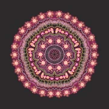 Ornamental round lace pattern, circle background with many details, looks lik Stock Illustration