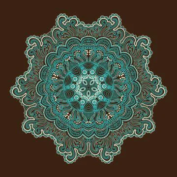 Ornamental round lace pattern, circle background with many details, looks lik Illustrazione stock