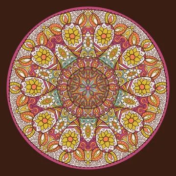 Ornamental round lace pattern, circle background with many details, looks lik Stock Illustration