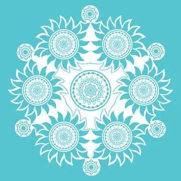Ornamental round lace pattern, circle background with many details, looks lik Stock Illustration