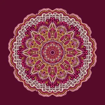 Ornamental round lace pattern, circle background with many details, looks lik Stock Illustration