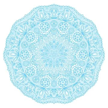 Ornamental round lace pattern, circle background with many details, looks lik Stock Illustration