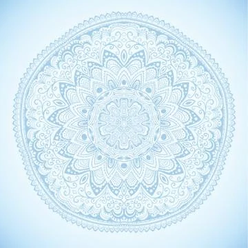Ornamental round lace pattern, circle background with many details, looks lik Illustrazione stock