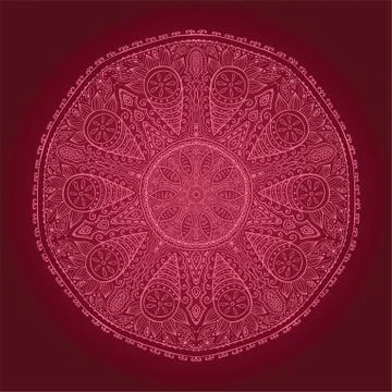 Ornamental round lace pattern, circle background with many details, looks lik イラスト素材