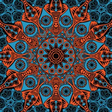 Ornamental round lace pattern, circle background with many details, looks lik Stock Illustration