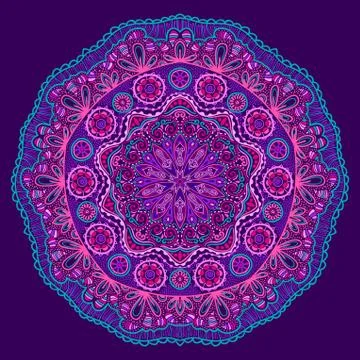 Ornamental round lace pattern, circle background with many details, looks lik イラスト素材