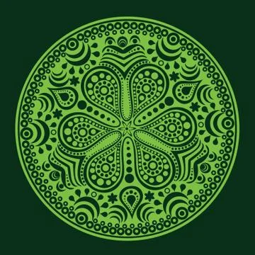 Ornamental round lace pattern, circle background with many details, looks lik Illustrazione stock