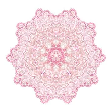 Ornamental round lace pattern, circle background with many details, looks lik Stock Illustration