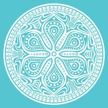 Ornamental round lace pattern, circle background with many details, looks lik Stock Illustration