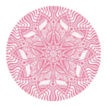 Ornamental round lace pattern, circle background with many details, looks lik Illustrazione stock