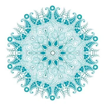 Ornamental round lace pattern, circle background with many details, looks lik Stock Illustration