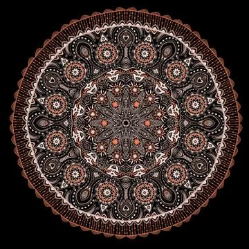 Ornamental round lace pattern, circle background with many details, looks lik Stock Illustration