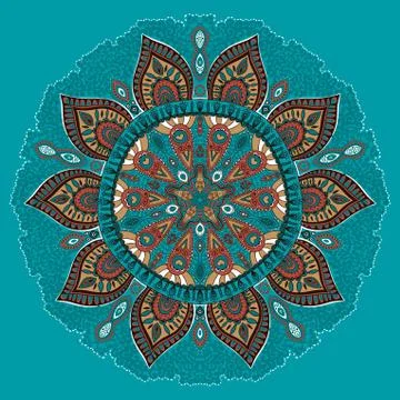Ornamental round lace pattern, circle background with many details, looks lik Stock Illustration