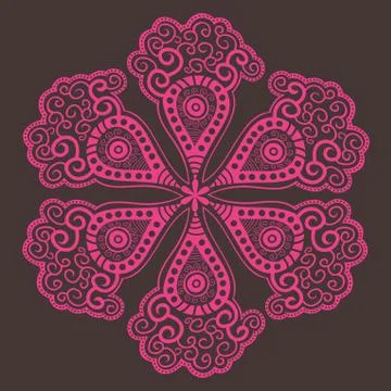 Ornamental round lace pattern, circle background with many details, looks lik Stock Illustration