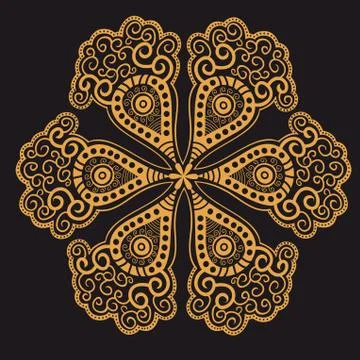 Ornamental round lace pattern, circle background with many details, looks lik Illustrazione stock