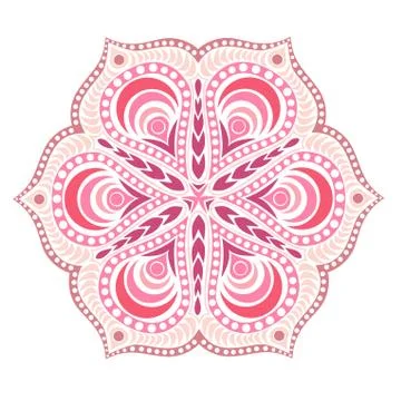 Ornamental round lace pattern, circle background with many details, looks lik Illustrazione stock