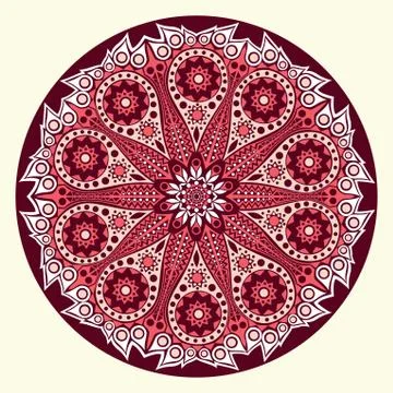 Ornamental round lace pattern, circle background with many details, looks lik Stock Illustration