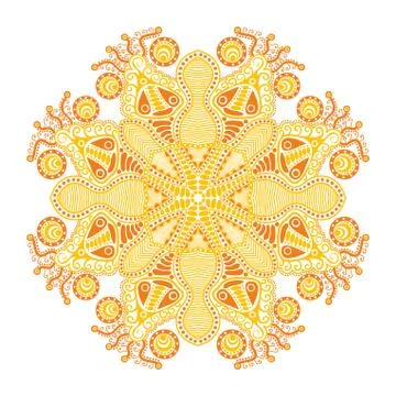 Ornamental round lace pattern, circle background with many details, looks lik Illustrazione stock