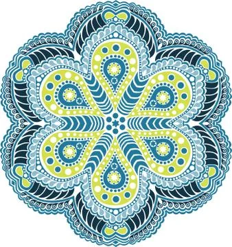 Ornamental round lace pattern, circle background with many details, looks lik Illustrazione stock