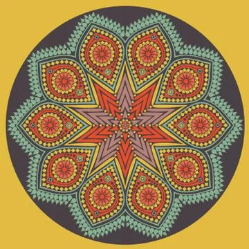 Ornamental round lace pattern, circle background with many details, looks lik Stock Illustration
