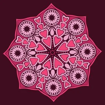 Ornamental round lace pattern, circle background with many details, looks lik Stock Illustration