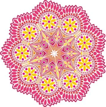 Ornamental round lace pattern, circle background with many details, looks lik 스톡 일러스트
