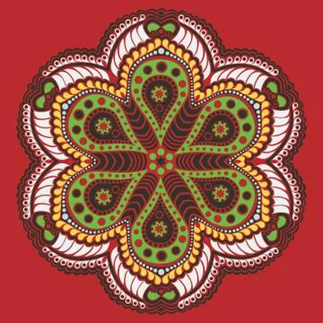 Ornamental round lace pattern, circle background with many details, looks lik Stock Illustration