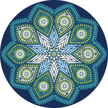 Ornamental round lace pattern, circle background with many details, looks lik Stock Illustration