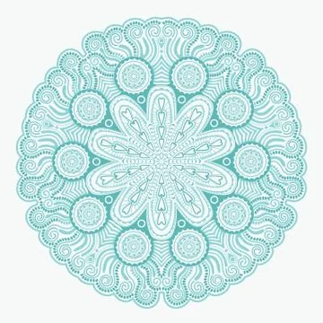 Ornamental round lace pattern, circle background with many details, looks lik Illustrazione stock