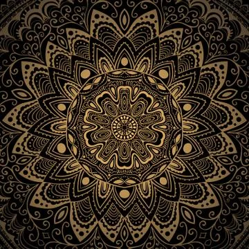 Ornamental round lace pattern, circle background with many details, looks lik Stock Illustration