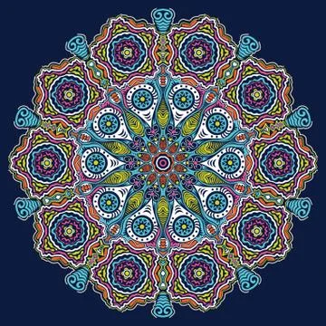 Ornamental round lace pattern, circle background with many details, looks lik Stock Illustration