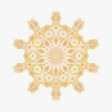 Ornamental round lace pattern, circle background with many details, looks lik Illustrazione stock
