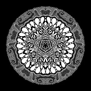 Ornamental round lace pattern, circle background with many details, looks lik 스톡 일러스트