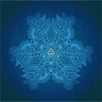 Ornamental round lace pattern, circle background with many details, looks lik Illustrazione stock