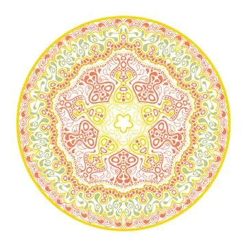 Ornamental round lace pattern, circle background with many details, looks lik Stock Illustration