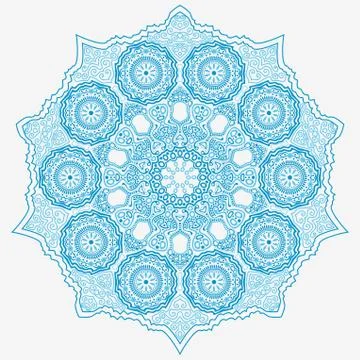 Ornamental round lace pattern, circle background with many details, looks lik Illustrazione stock