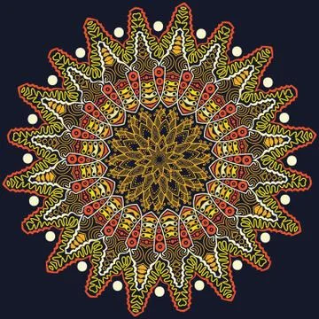 Ornamental round lace pattern, circle background with many details, looks lik Stock Illustration