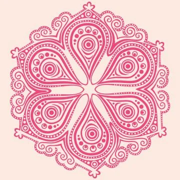 Ornamental round lace pattern, circle background with many details, looks lik Illustrazione stock
