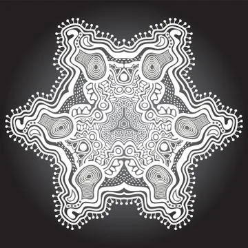 Ornamental round lace pattern, circle background with many details, looks lik Illustrazione stock