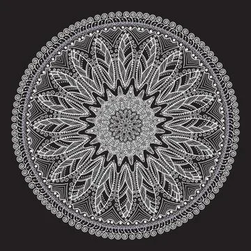 Ornamental round lace pattern, circle background with many details, looks lik イラスト素材