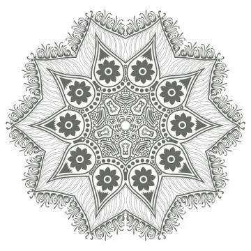 Ornamental round lace pattern, circle background with many details, looks lik Stock Illustration