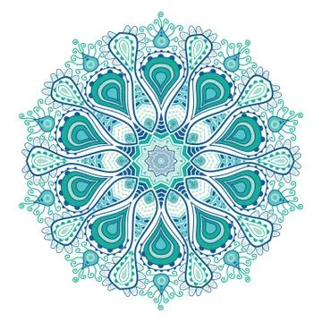 Ornamental round lace pattern, circle background with many details, looks lik Stock Illustration