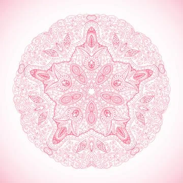 Ornamental round lace pattern, circle background with many details, looks lik Stock Illustration