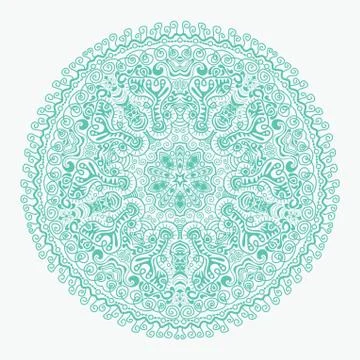 Ornamental round lace pattern, circle background with many details, looks lik Stock Illustration
