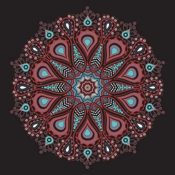 Ornamental round lace pattern, circle background with many details, looks lik Stock-Illustration