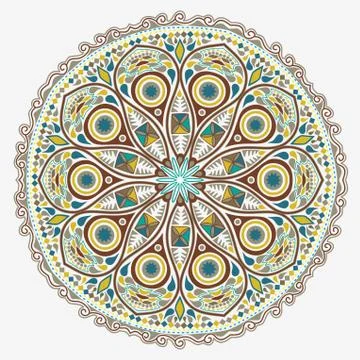 Ornamental round lace pattern, circle background with many details, looks lik Stock Illustration