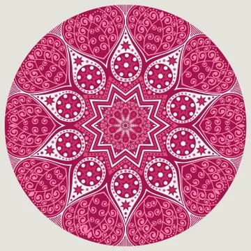Ornamental round lace pattern, circle background with many details, looks lik Illustrazione stock