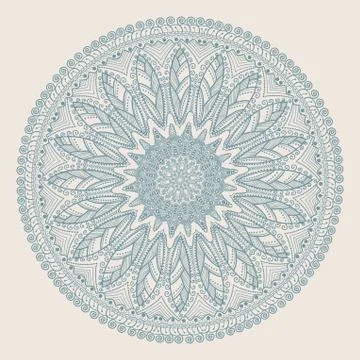 Ornamental round lace pattern, circle background with many details, looks lik Stock Illustration