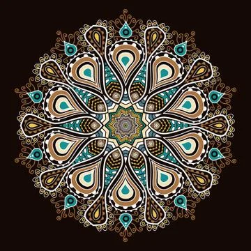 Ornamental round lace pattern, circle background with many details, looks lik Stock Illustration