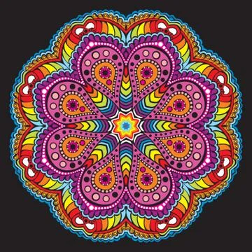 Ornamental round lace pattern, circle background with many details, looks lik Stock Illustration